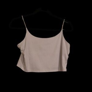 Amilia Women’s Basic Solid White Cami Crop Tank Top | Size L